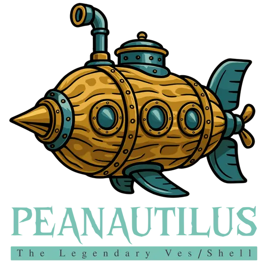 Peanautilus, illustrazione di un sottomarino steampunk a forma di arachide